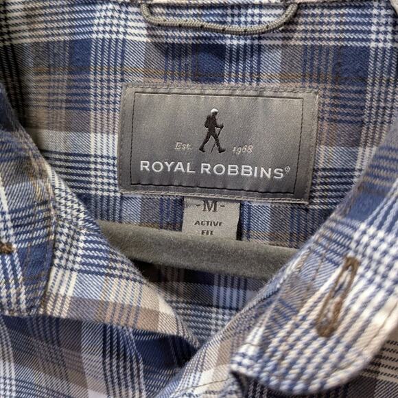 Royal Robbins Active Fit Flannel Blue Plaid Button Down Medium - Picture 2 of 4